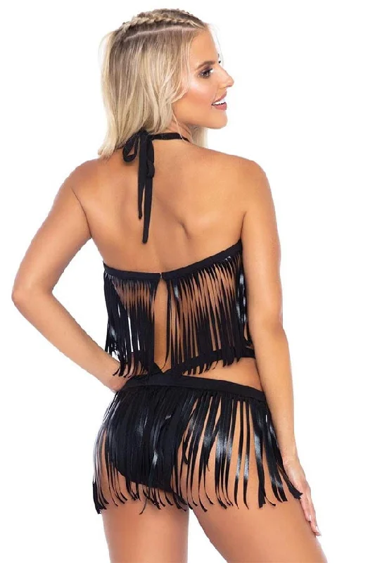 2 PC Fringe Halter Top Set