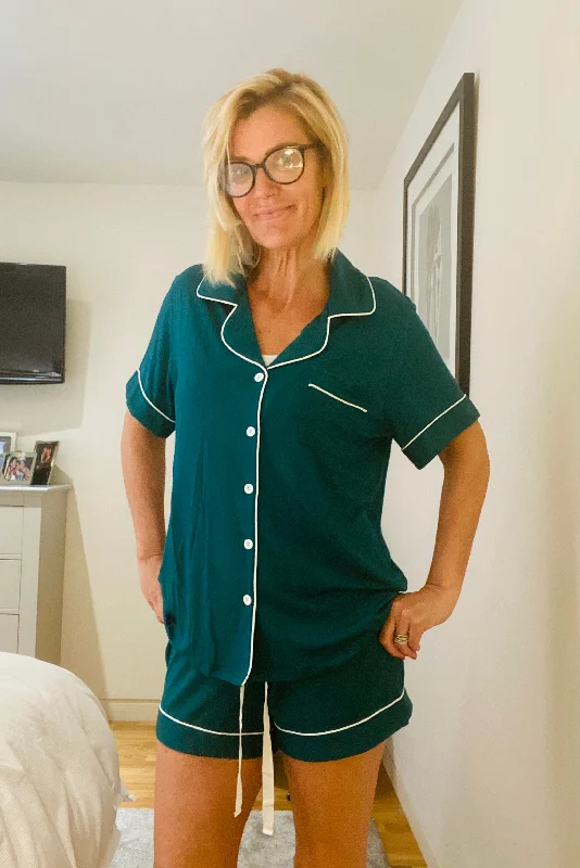 Dawn Short Pyjamas in Emerald Green