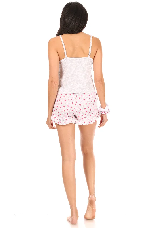 Bad Babes Club Cami and Ruffle Shorts Pajama Set with Scrunchies