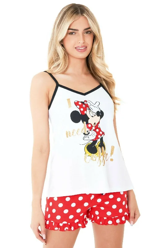 Disney Ladies Pyjamas Set, Shorts PJs for Women, Minnie Mouse Pyjamas