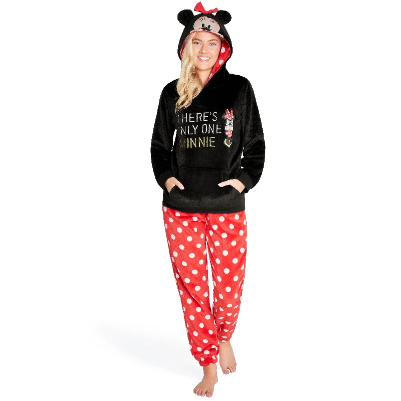 Disney Pyjamas for Women, Fluffy Ladies Fleece Pyjamas - MINNIE MOUSE