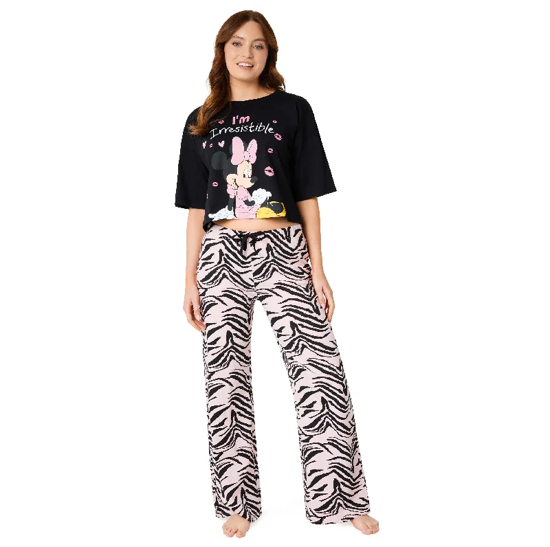 Disney Womens Pyjamas Set - Nightwear for Women - Black/Pink Minnie