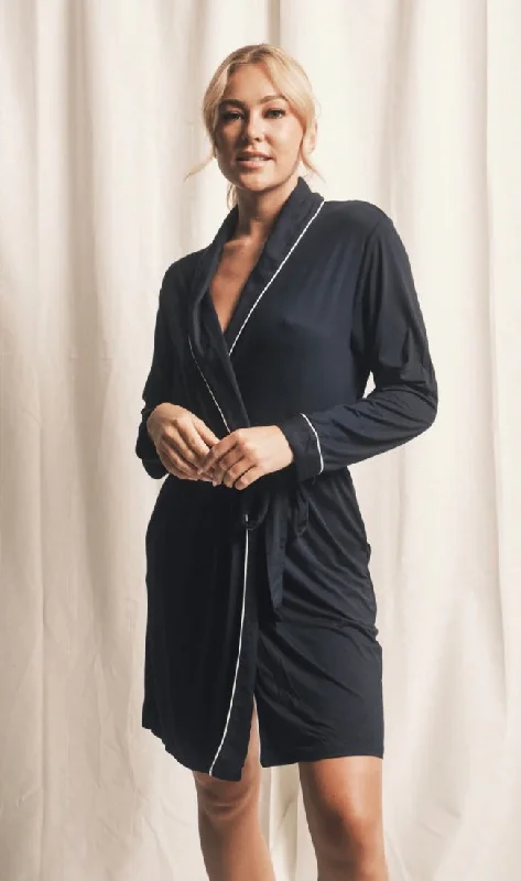 Bamboo Robe in Navy is