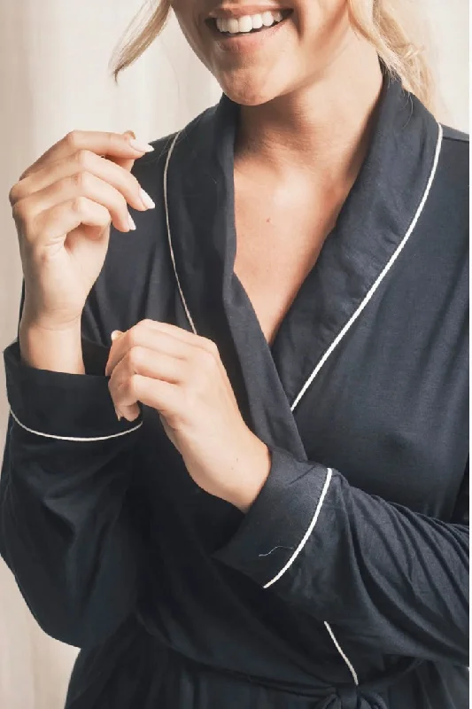 Bamboo Robe in Navy is