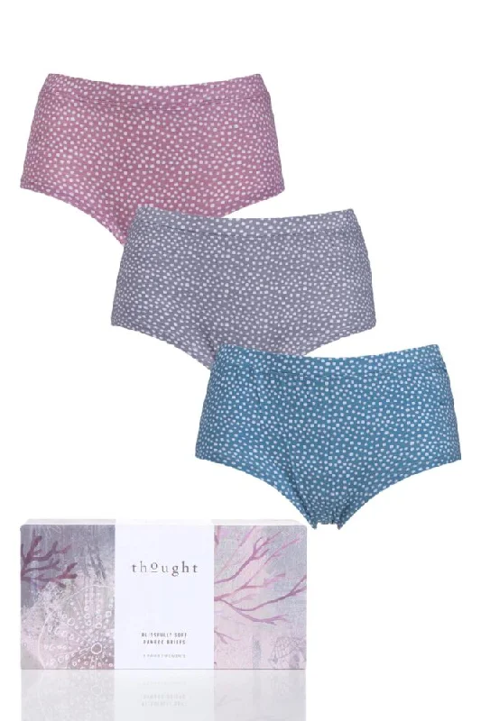 Ladies 3 Pair Thought Dee Bamboo and Organic Cotton Briefs In Gift Box