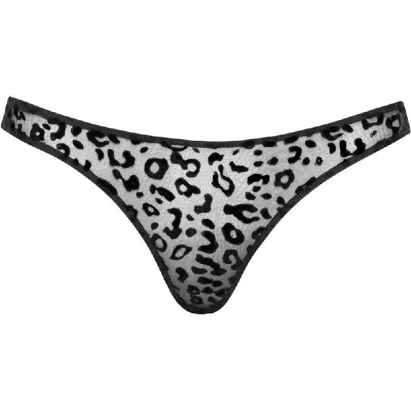 Noir Handmade Leopard Flock Thong