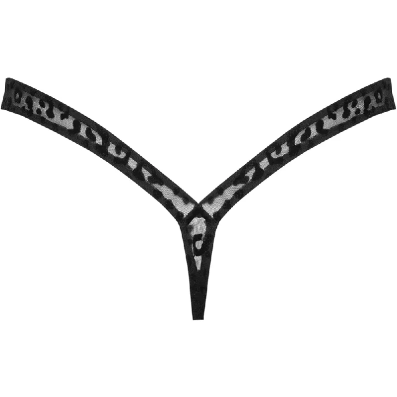 Noir Handmade Leopard Flock Thong