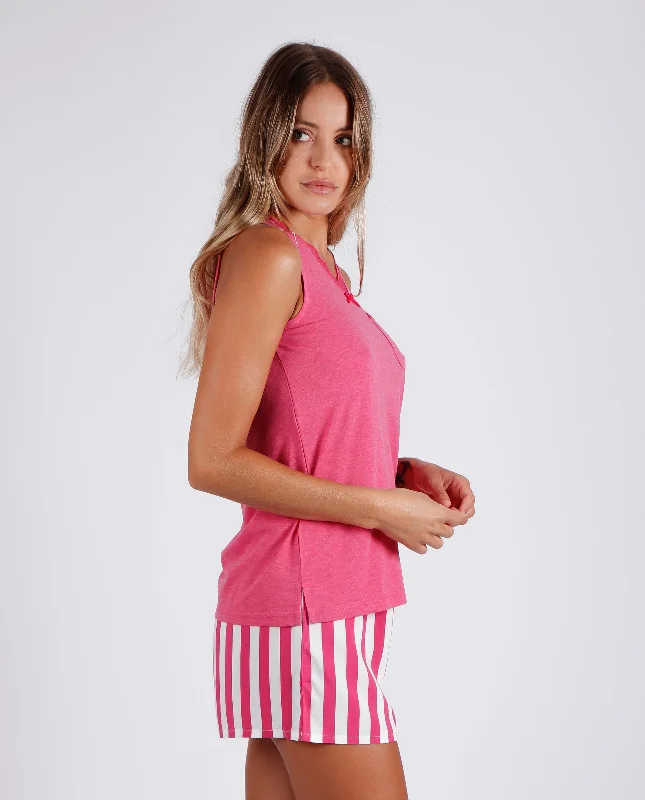 Pigiama estivo donna con canotta fucsia Admas