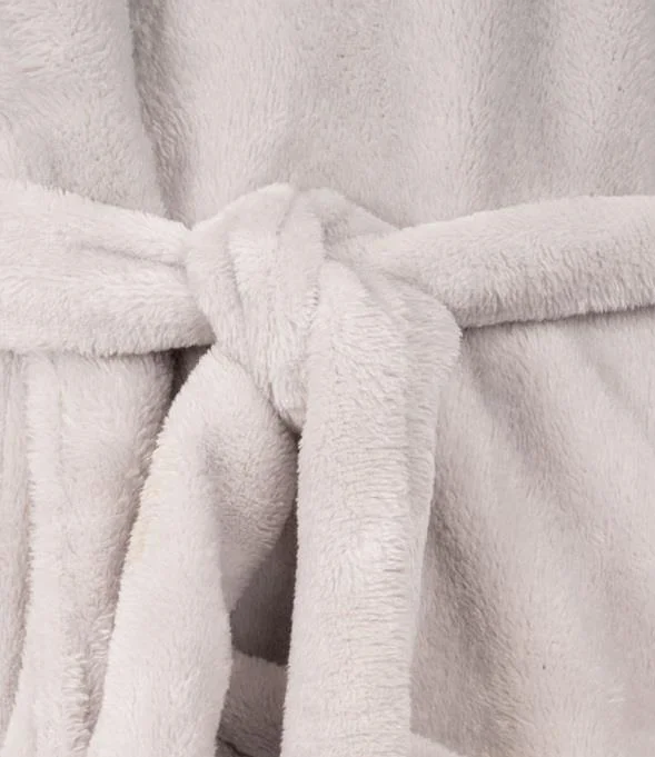 Ladies Silver Flannel Fleece Bathrobe