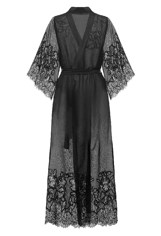 Vanessa lace-trimmed marquisette long robe