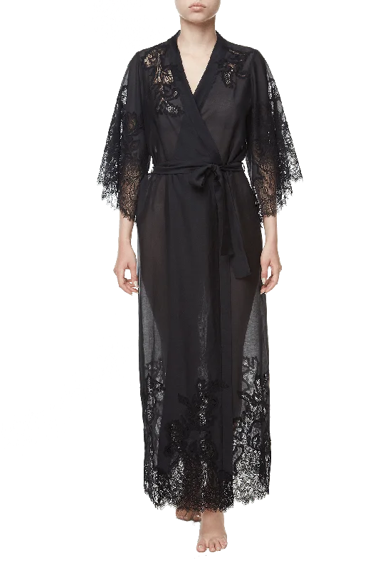 Vanessa lace-trimmed marquisette long robe