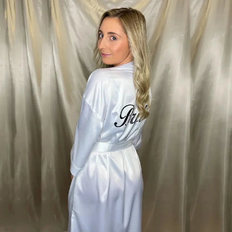 Personalised Satin Robe - White