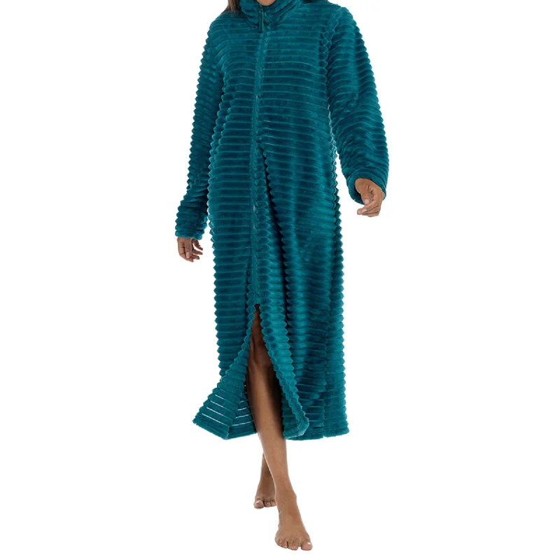 Teal Ribbed Fleece Robe