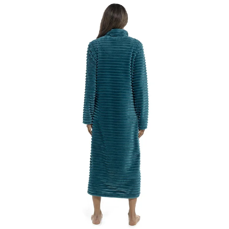 Teal Ribbed Fleece Robe