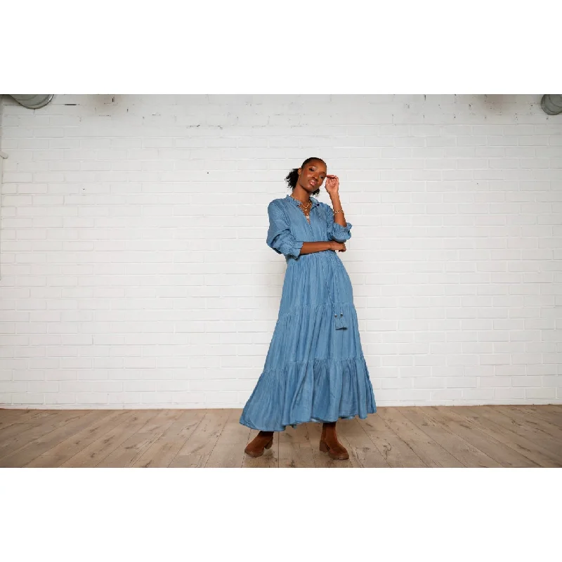 CC ROMA tiered chambray dress