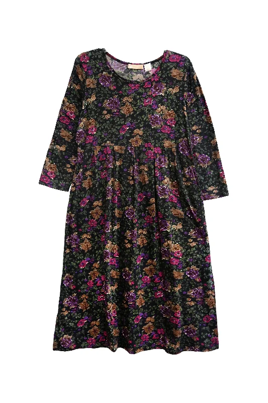 La Cera Cotton Knit Jersey Floral Printed Dress