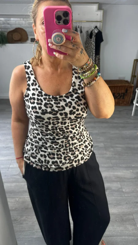 Leopard print wide strap vest