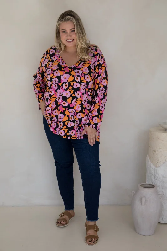 FINAL SALE Long Sleeve T-Shirt Top in Rosella