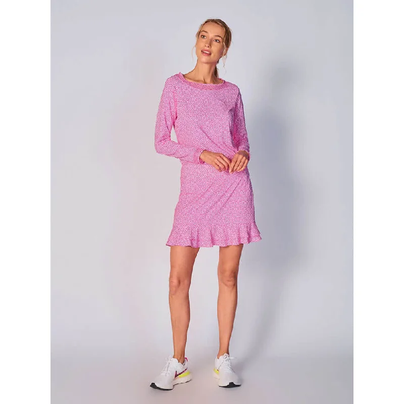 G Lifestyle 16-Inch Cubic Double Ruffle Tennis Skort - Hot Pink