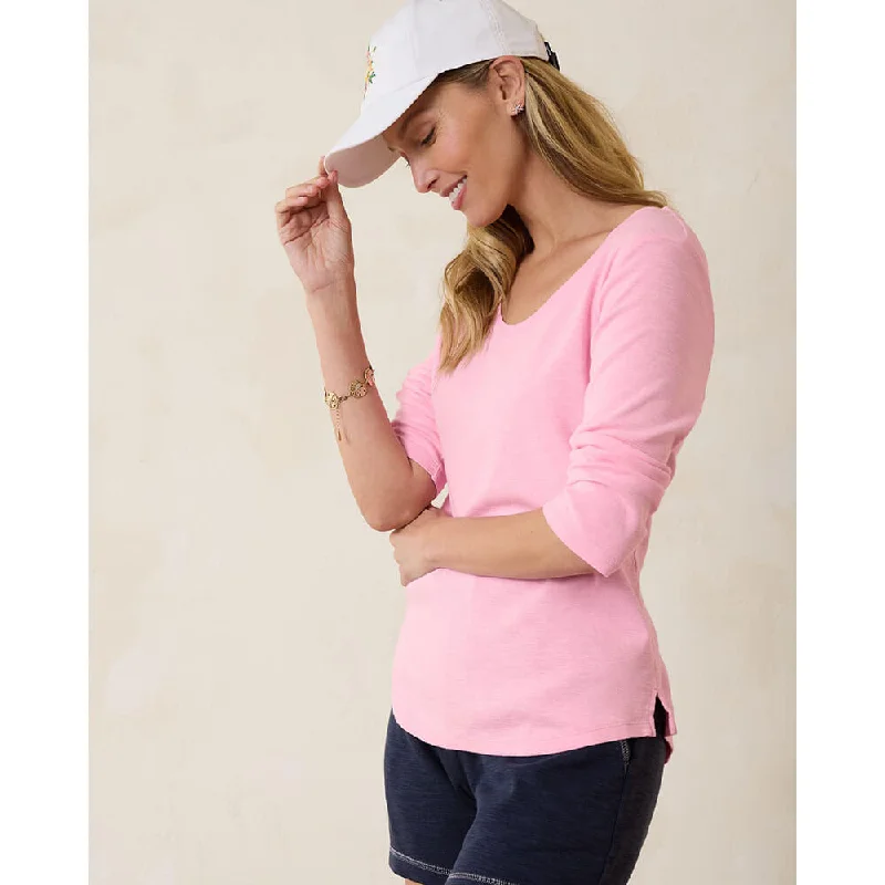 Tommy Bahama Women's Ashby Isles Rib 3/4 Sleeve Scoop T-Shirt - Primrose Pink