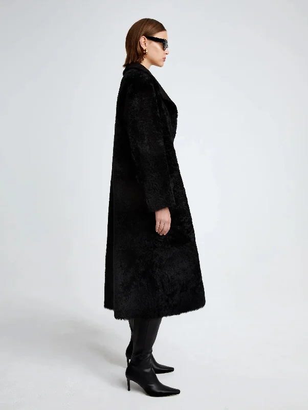 Birthday Shearling Coat in Black