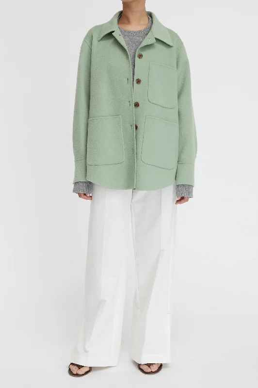 Florentine Cashmere Shirt Jacket in Seafoam