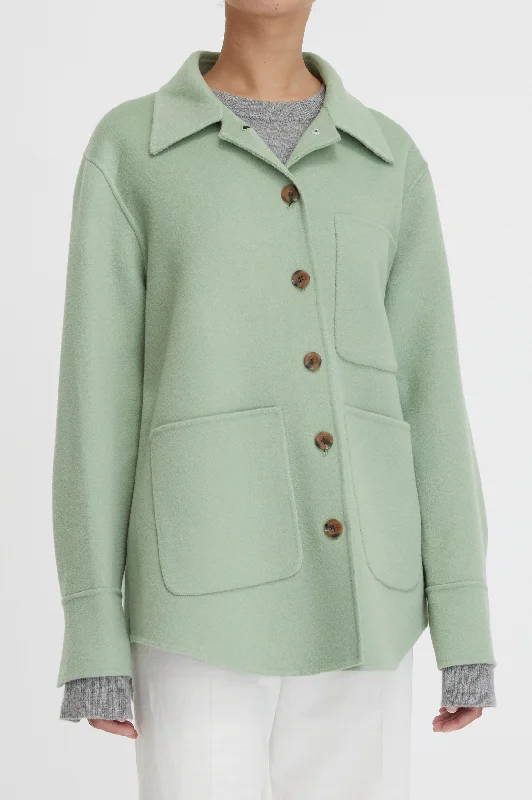 Florentine Cashmere Shirt Jacket in Seafoam