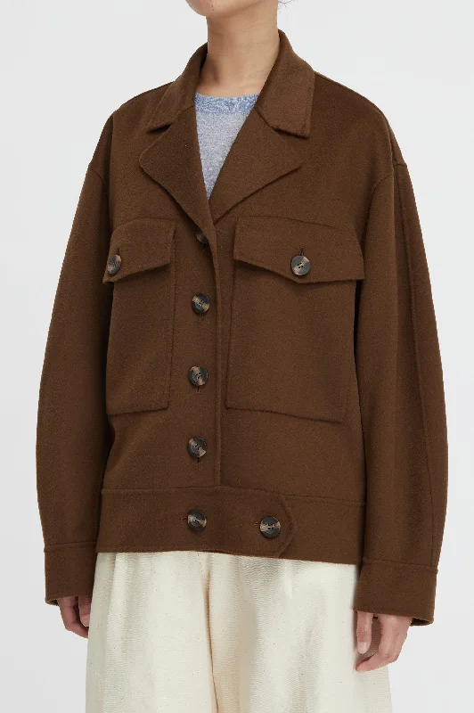 Florentine Cashmere Worker Jacket in Pecan