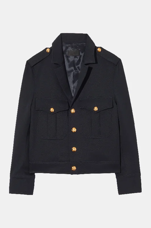 Lourdes Cropped Military Blazer in Midnight