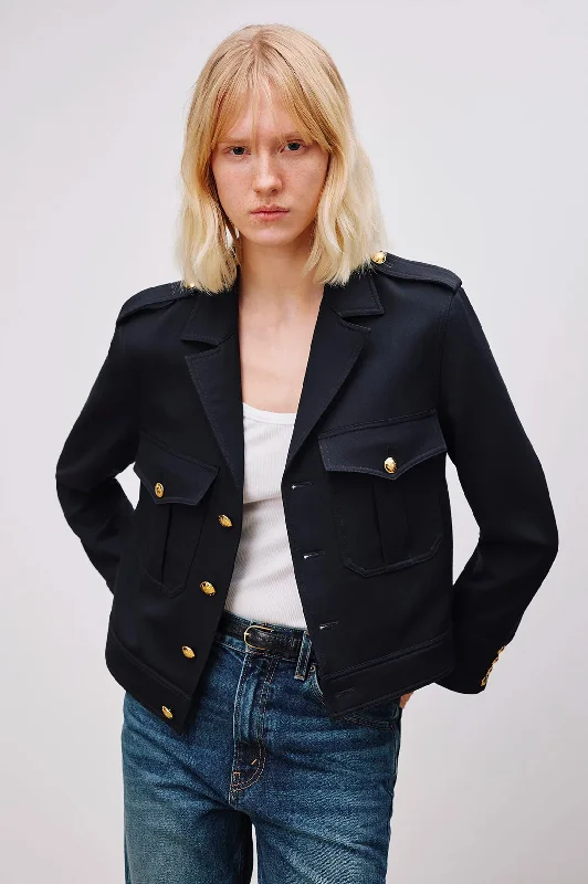 Lourdes Cropped Military Blazer in Midnight