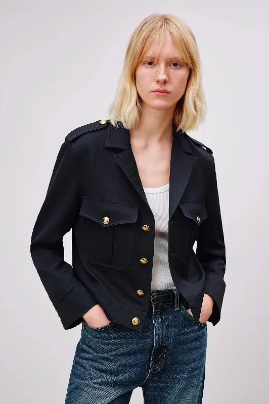 Lourdes Cropped Military Blazer in Midnight