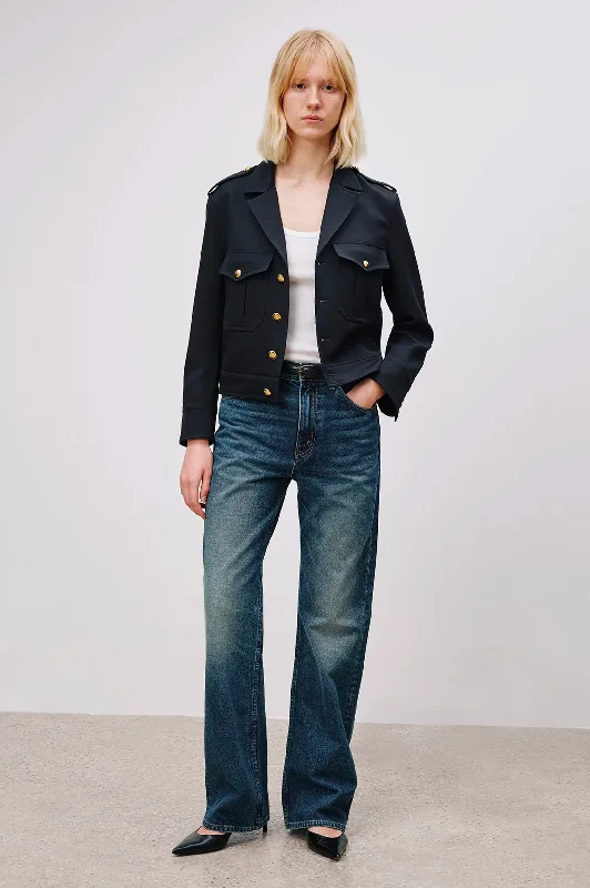 Lourdes Cropped Military Blazer in Midnight