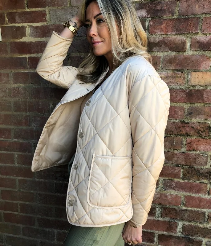 Padded Collarless Jacket