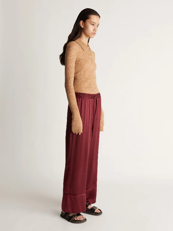 Stella Silk Pant in Rouge