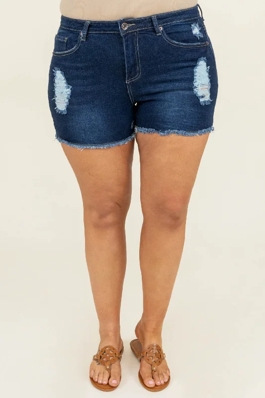 Above The Rest Shorts, Dark Wash