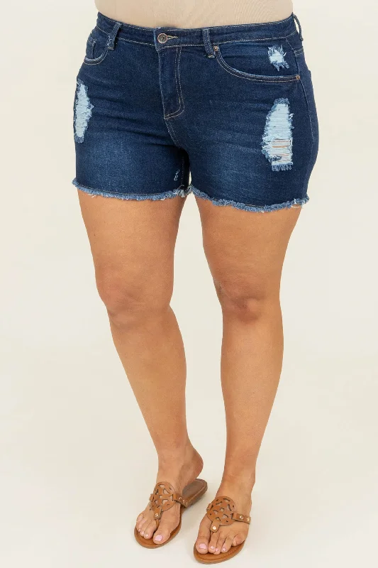 Above The Rest Shorts, Dark Wash