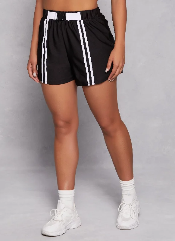 Buckle Detail Varsity Stripe Shorts