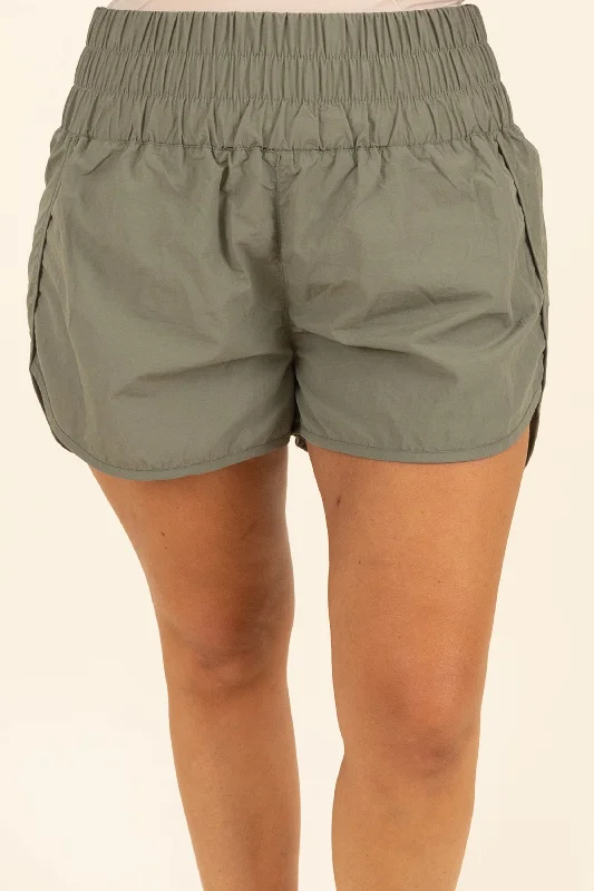 Feeling Motivated Shorts, Light Olive