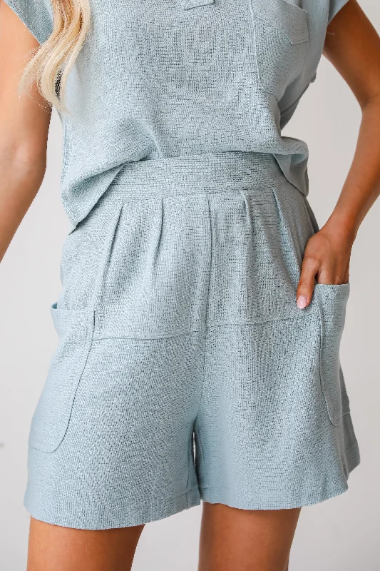 FINAL SALE - Sunny Destiny Dusty Blue Linen Shorts - DU DEAL