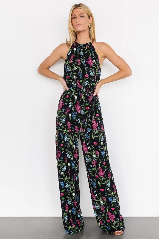 Alameda Halter Jumpsuit | Black Floral