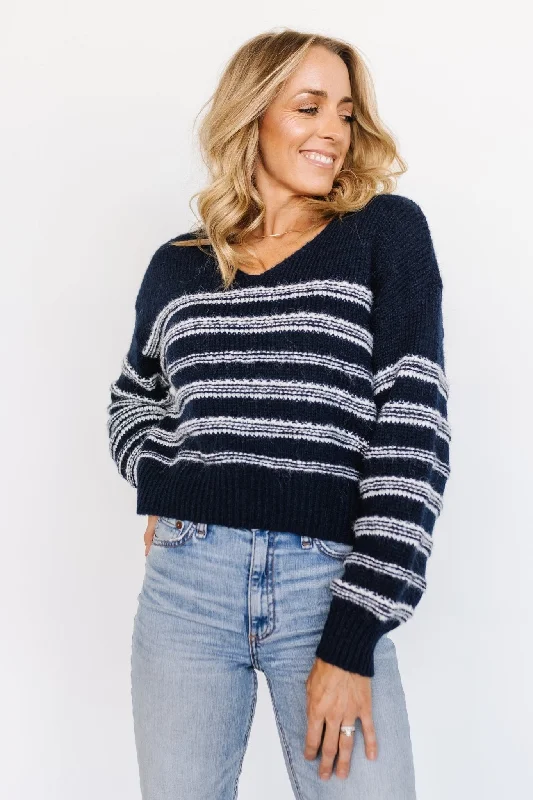 Ardis Knit Sweater | Navy + White