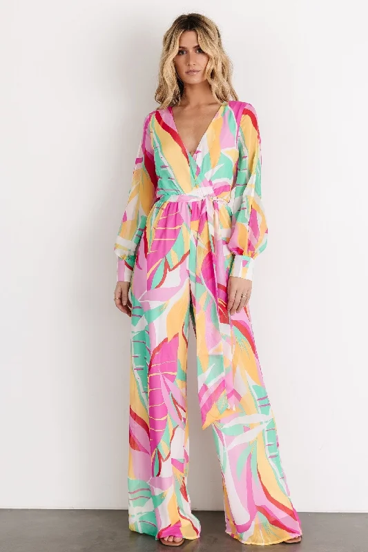 Augustina Jumpsuit | Pink + Turquoise Print