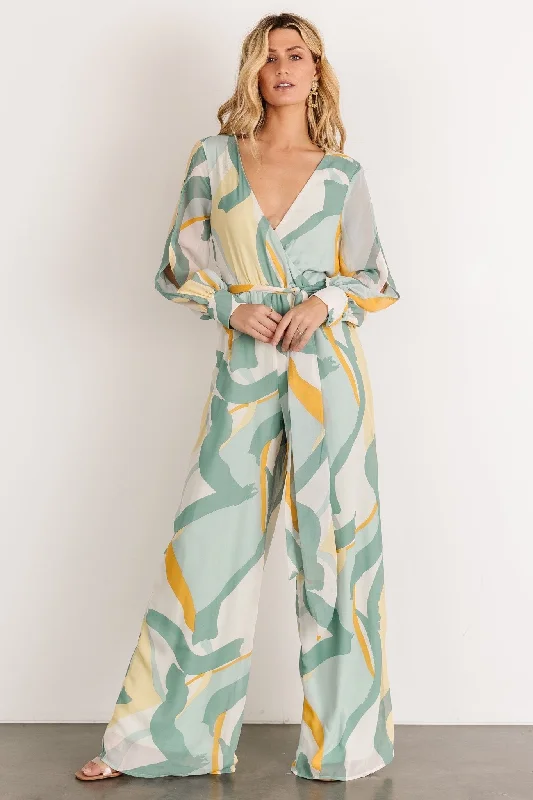 Augustina Jumpsuit | Sage Multi Print