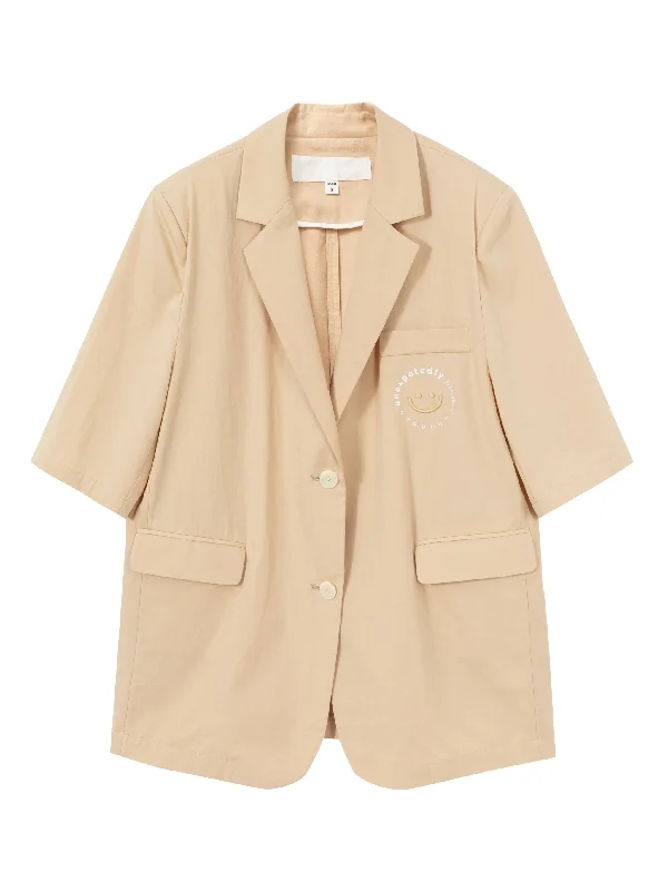 Beige Short Sleeve Blazer