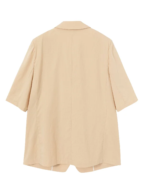 Beige Short Sleeve Blazer