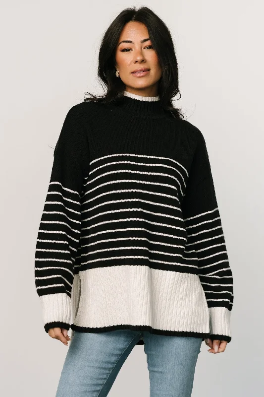 Benedict Stripe Knit Sweater | Black + Cream