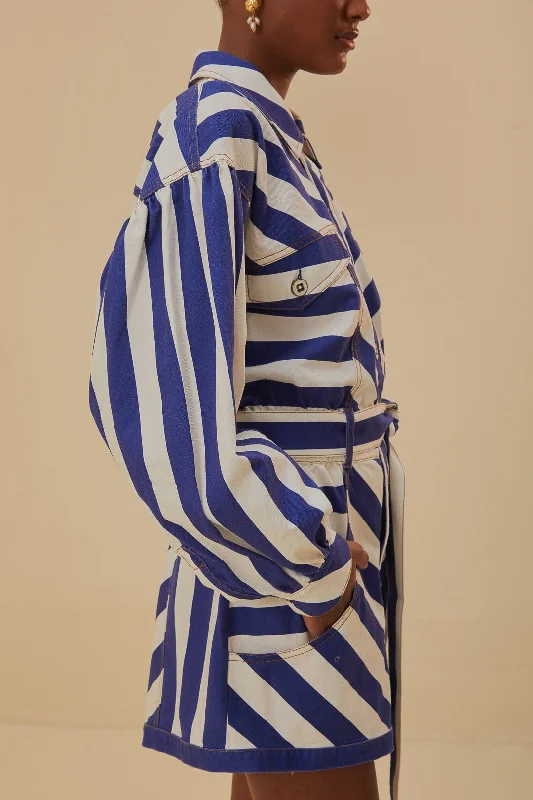 Blue And White Stripes Romper