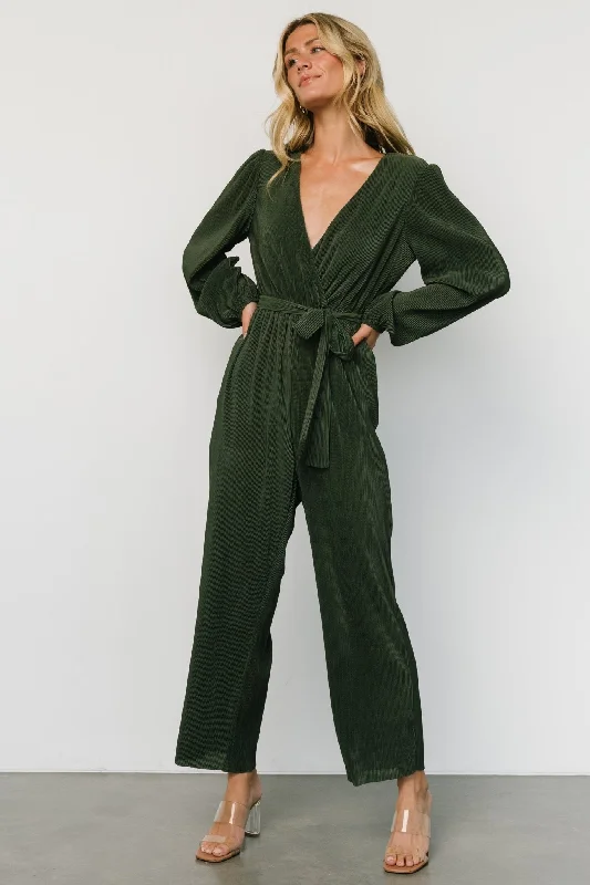 Croft Pleated Jumpsuit | Dark Olive