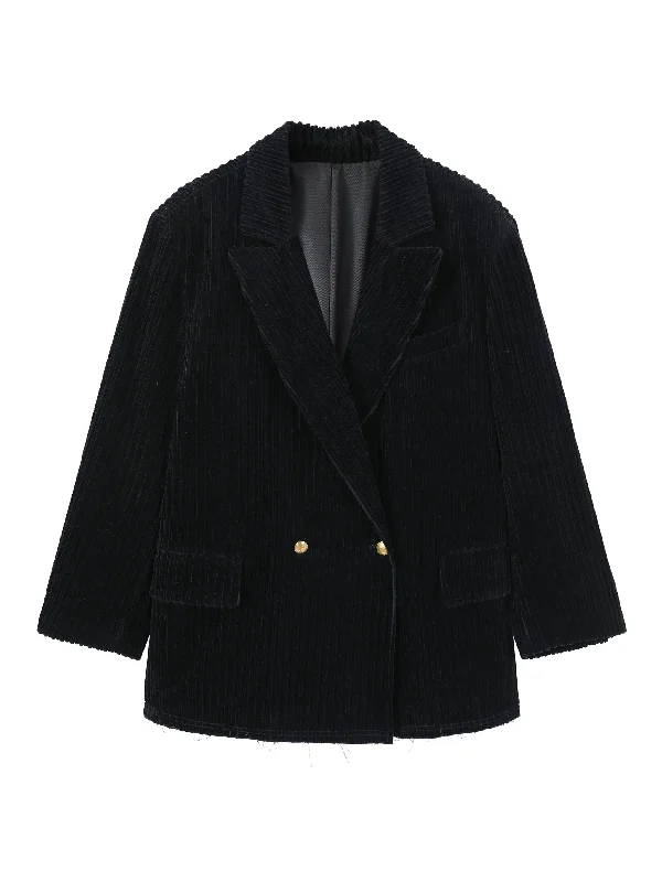 Double-Breasted Corduroy Blazer