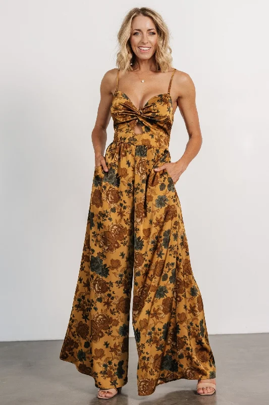 Khloe Wide Leg Jumpsuit | Gold Multi